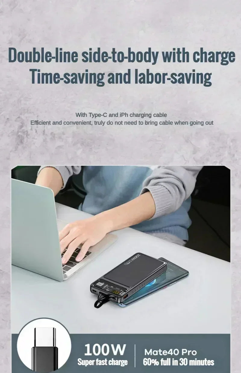 Super Fast 200000mAh Power Bank | Dual Port Charger for All Devices