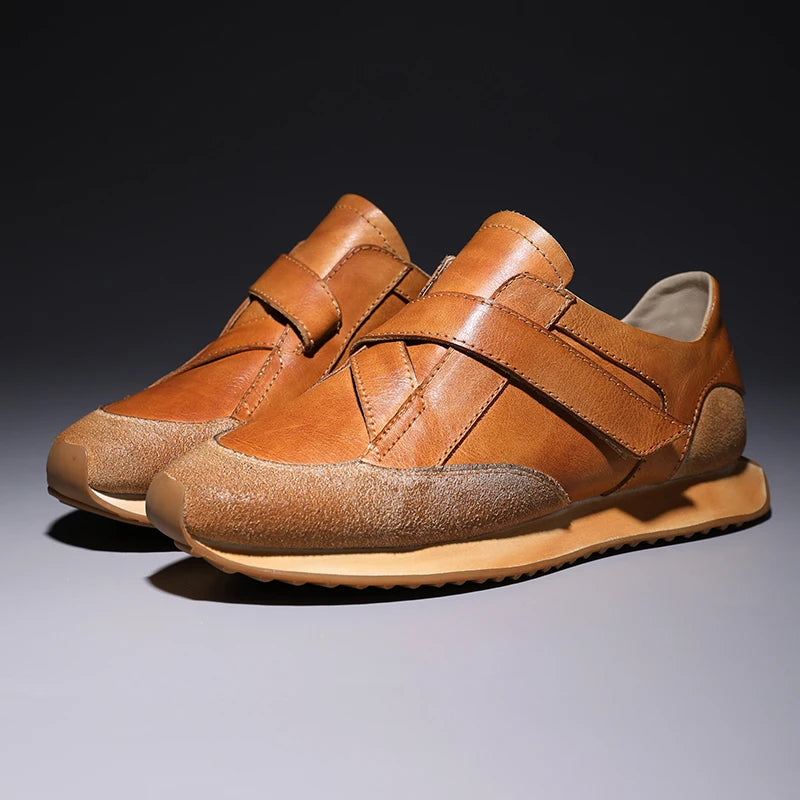 Handcrafted Men's Retro Casual Sneakers | Calf Leather Sneakers
