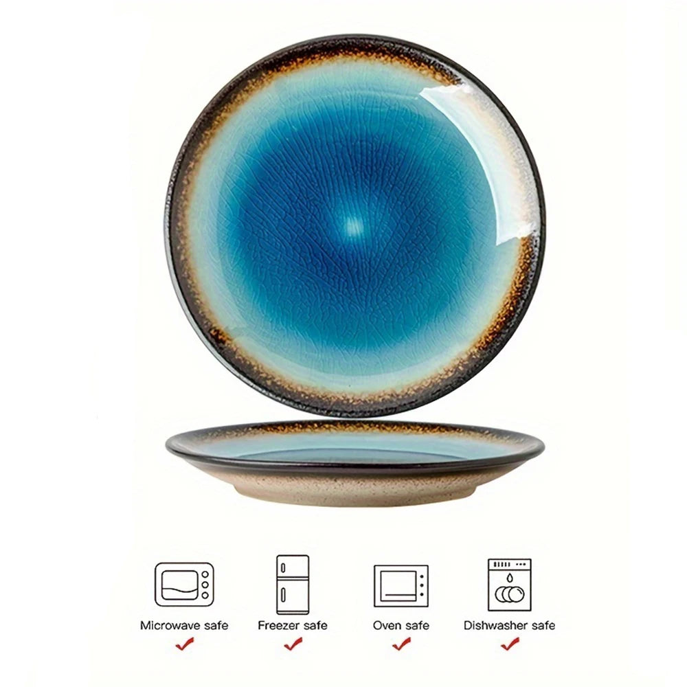 Japanese-Style Ice-Cracked Glaze Ceramic Plates | Elegant Dining