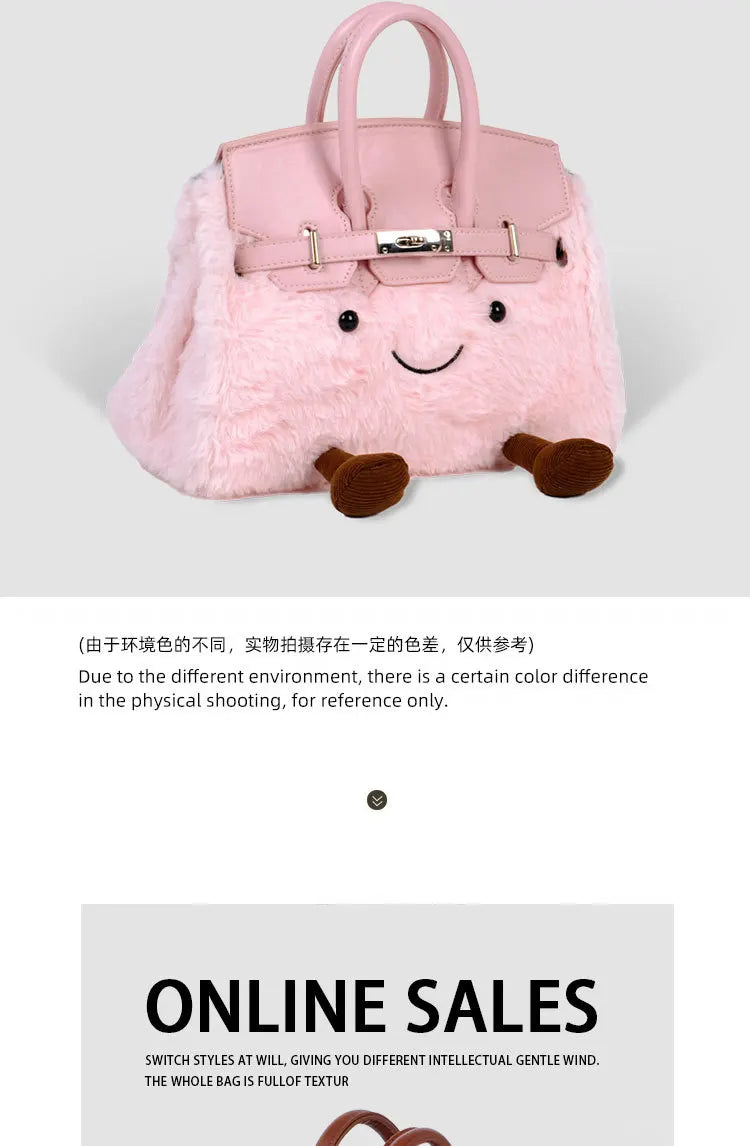 Cute Plush Messenger Bag | Cartoon Fashion Handbag for All