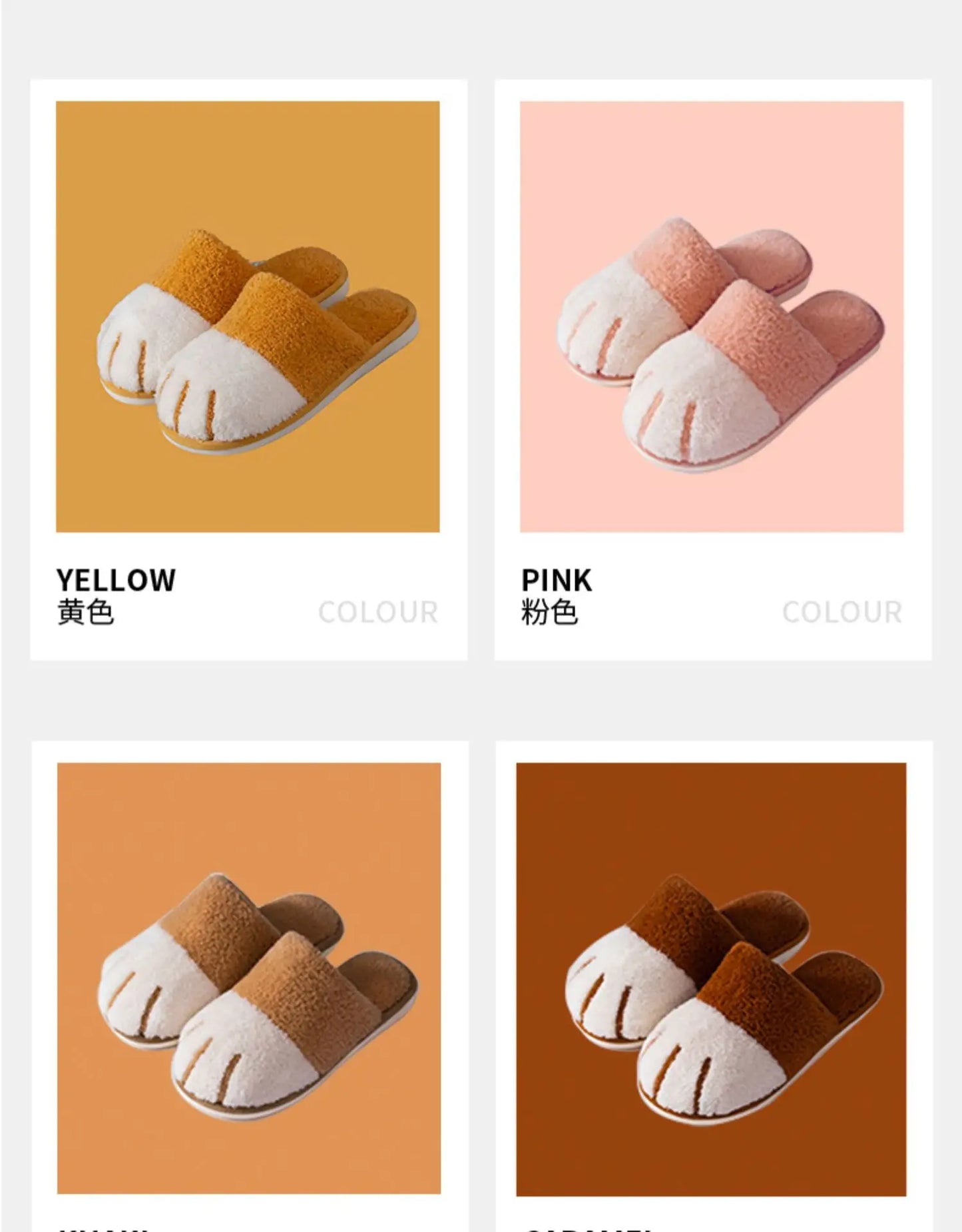 Pantuflas afelpadas de pata de gato para mujer | Zapatillas cómodas de invierno para interiores