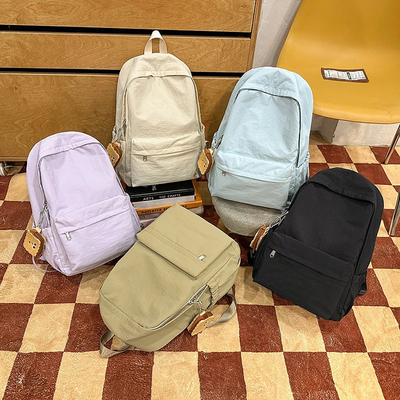 Versatile Solid Color Backpack | Large Capacity Daily Use