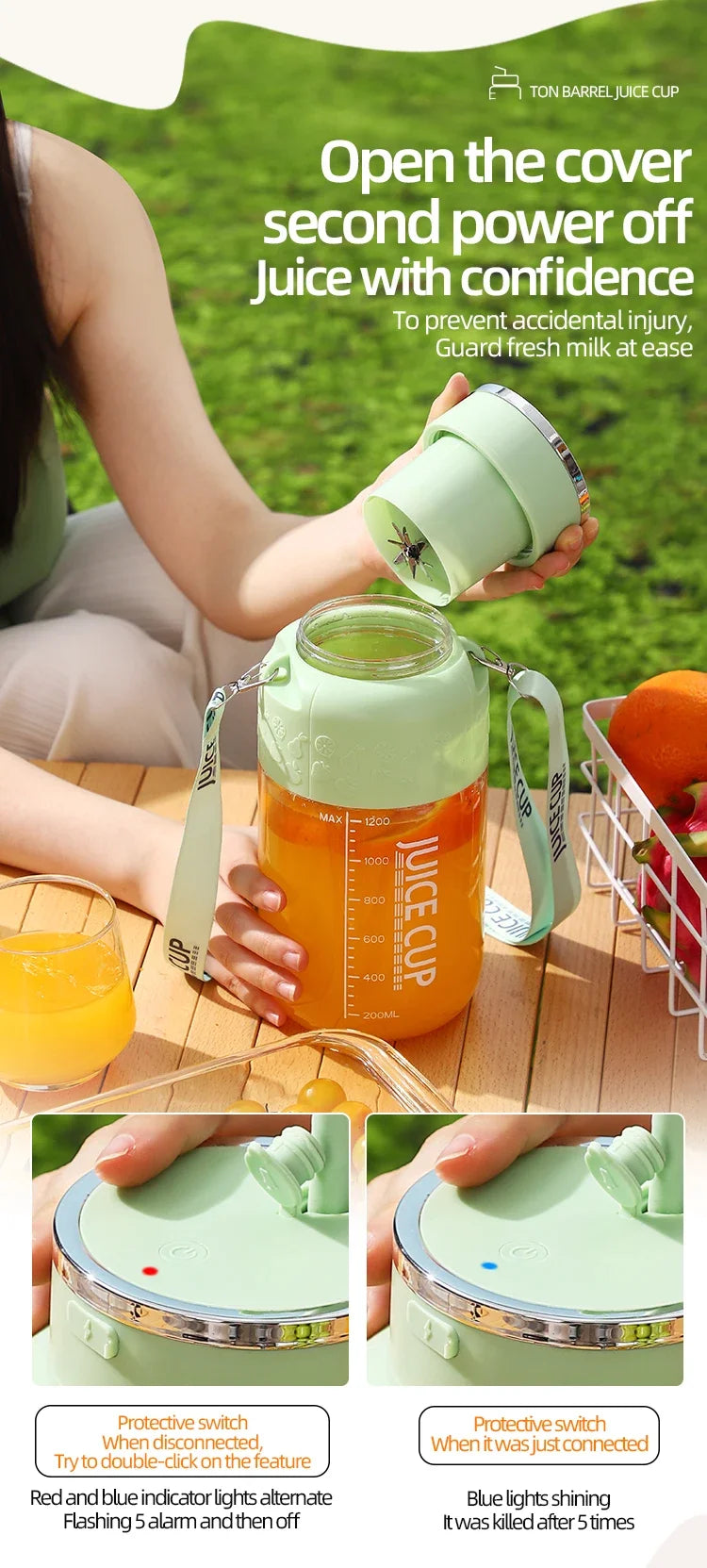 Wireless Portable Juicing Bucket | 800ml Fresh Fruit Juicer