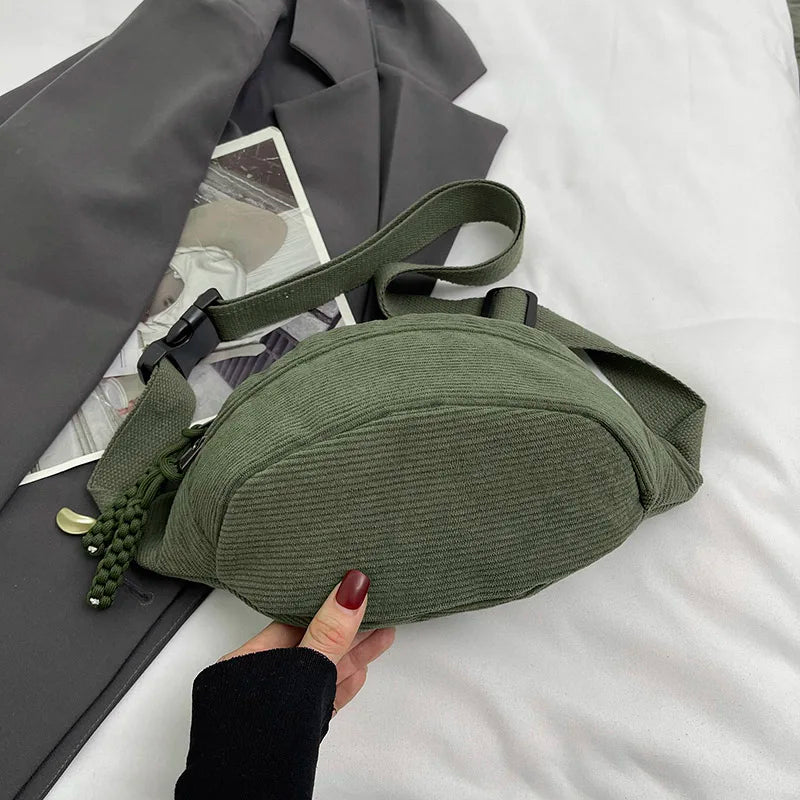 Casual Corduroy Belt Bags for Women | Stylish Fanny Pack