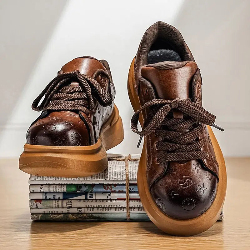 Men's Retro High-Street Leather Sneakers | Stylish Casual Shoes