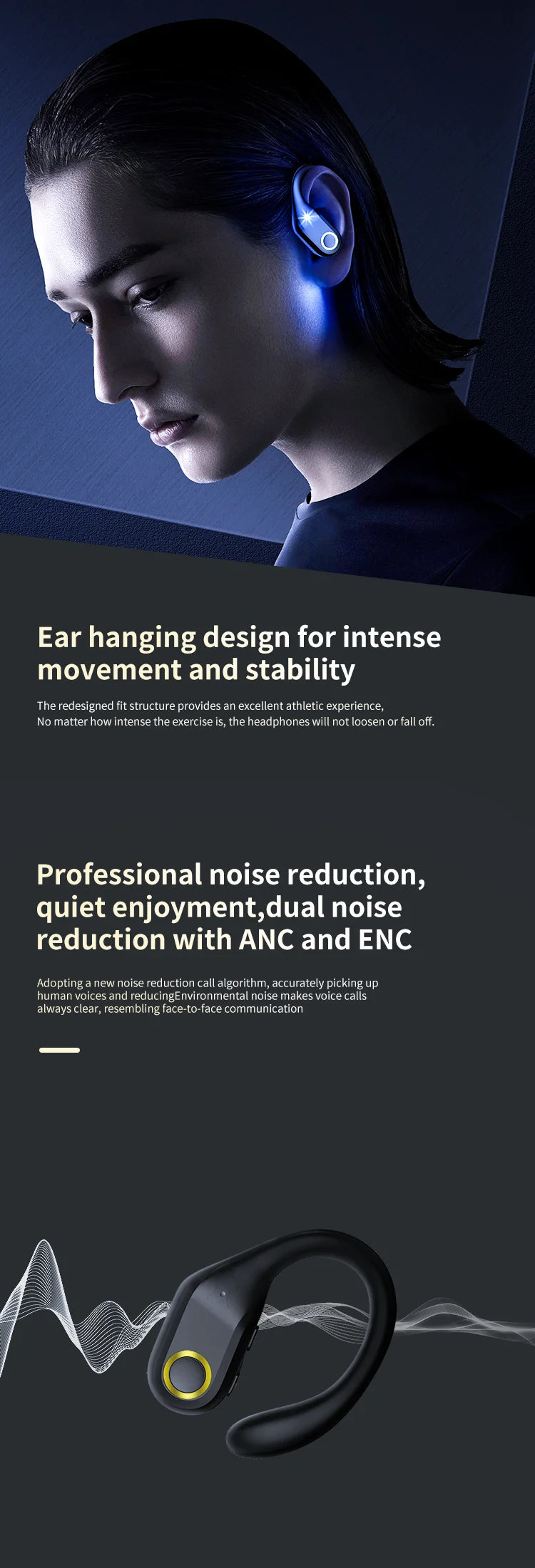 ANC Wireless Earphones with Bluetooth 5.3 and Noise Cancellation