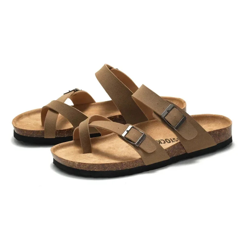Men's Non-Slip Slippers with Cork Metal Buckle | Waterproof Outdoor Wear