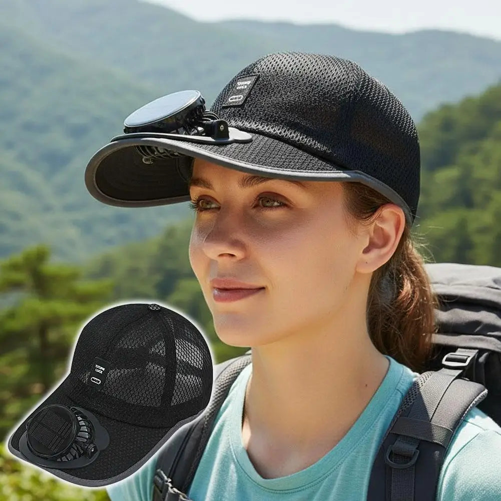 Breathable Summer Mesh Baseball Hat with Solar Fan & UV Protection