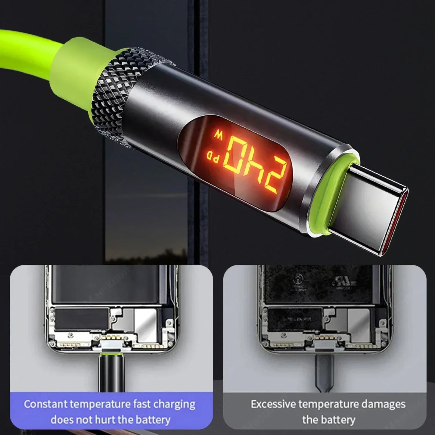 USB C Fast Charging Cable with LED Display | 100W & 240W