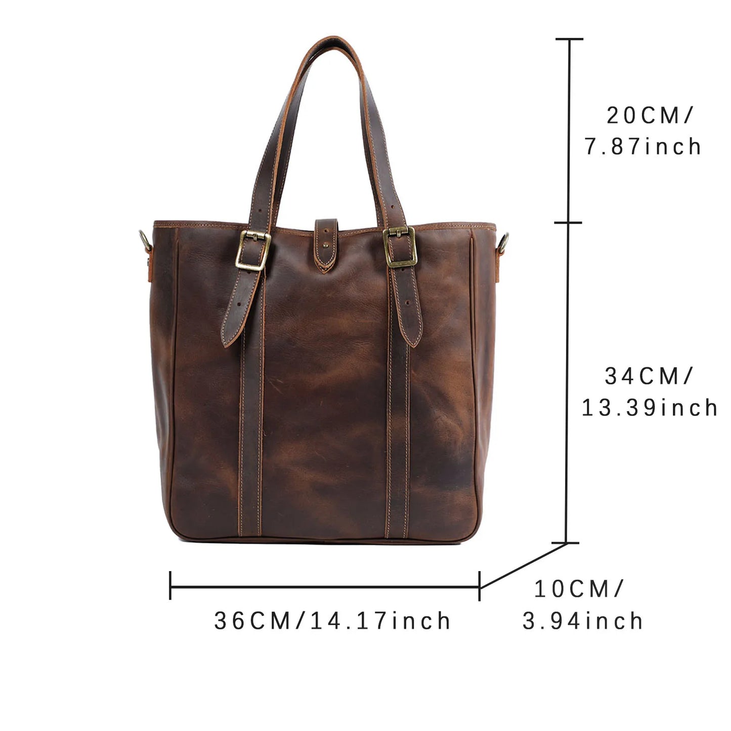 Vintage Genuine Leather Tote Bag | Handmade Unisex Briefcase