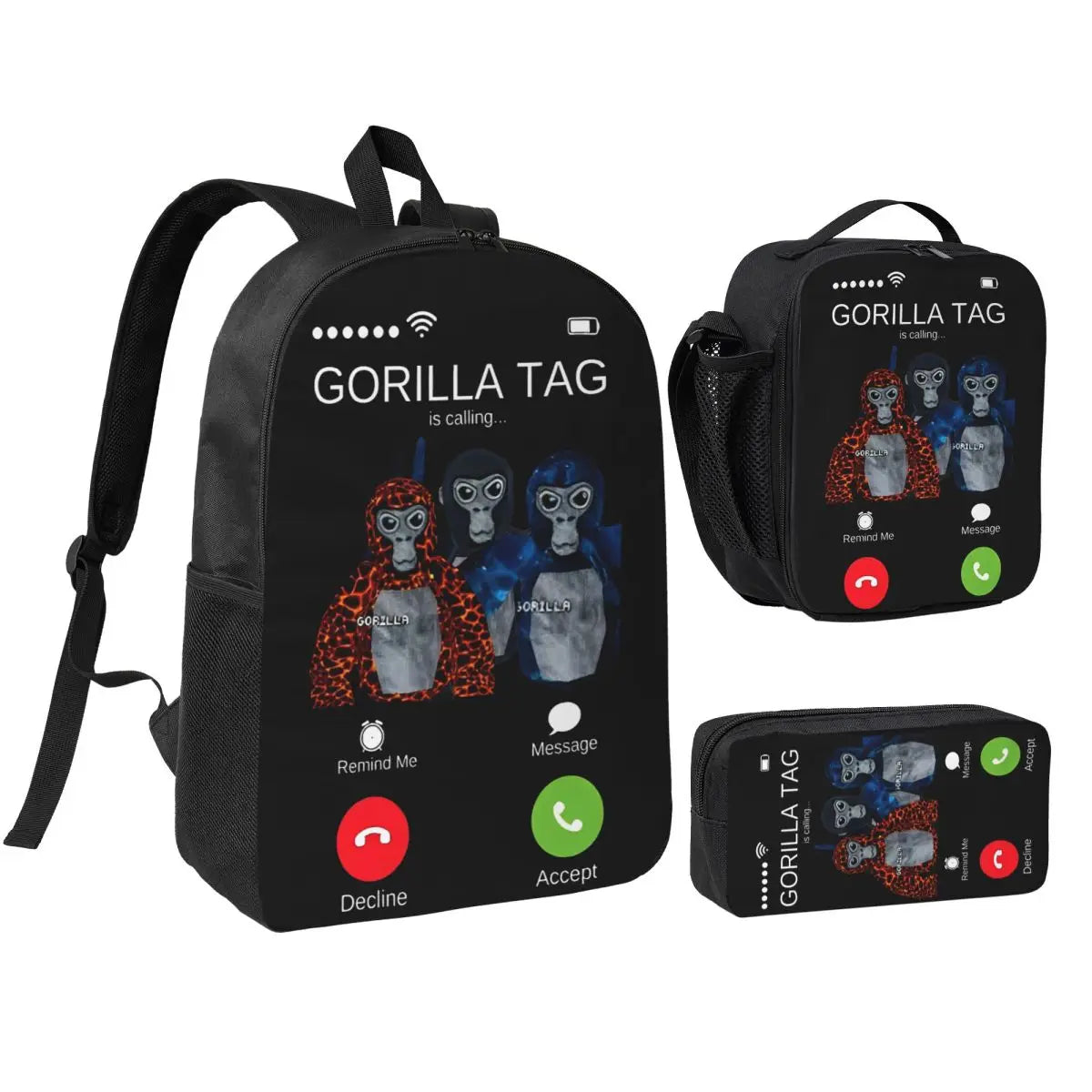Stylish Black and White Gorilla Backpack Set for Teens | Versatile Bags