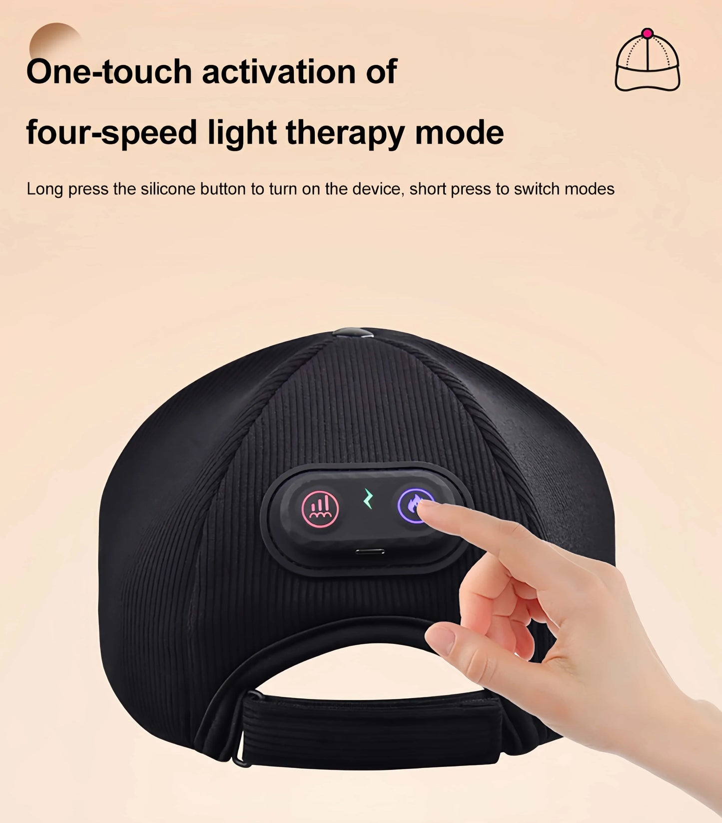 Wireless Adjustable Brightness Red Light Therapy Helmet Cap