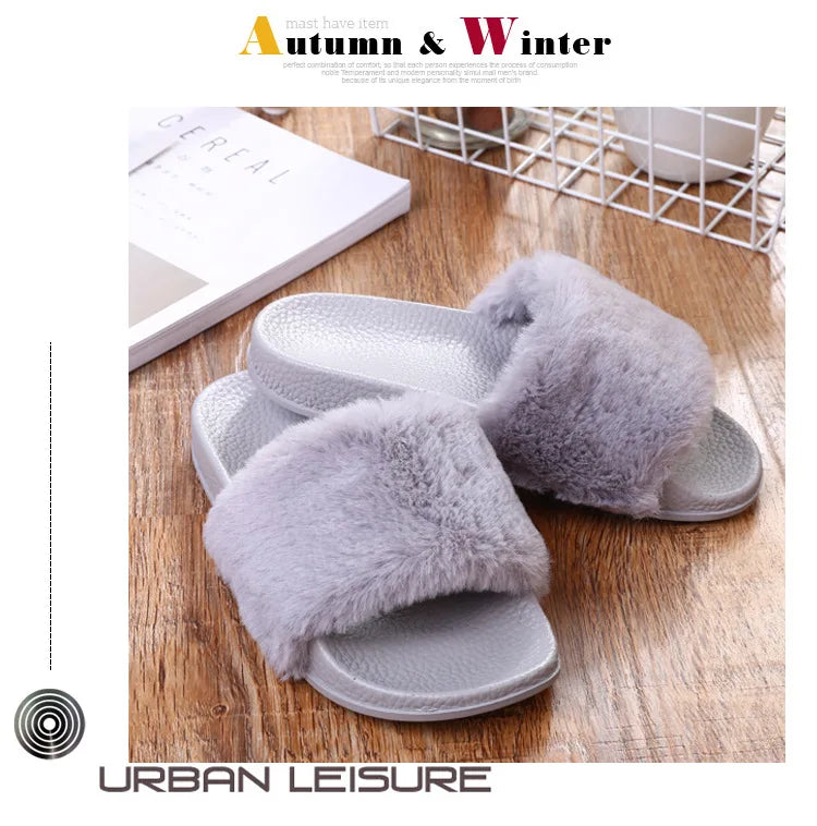 Women's Open Toe Fuzzy Plush Slippers | Cozy Winter House Slides