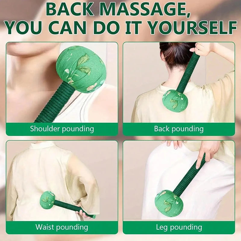 Long-Handled Wormwood Massage Hammer for Stress Relief