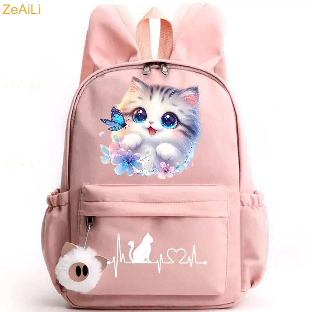 Retro Wolf Head Paw Backpack | Stylish Casual School Rucksack