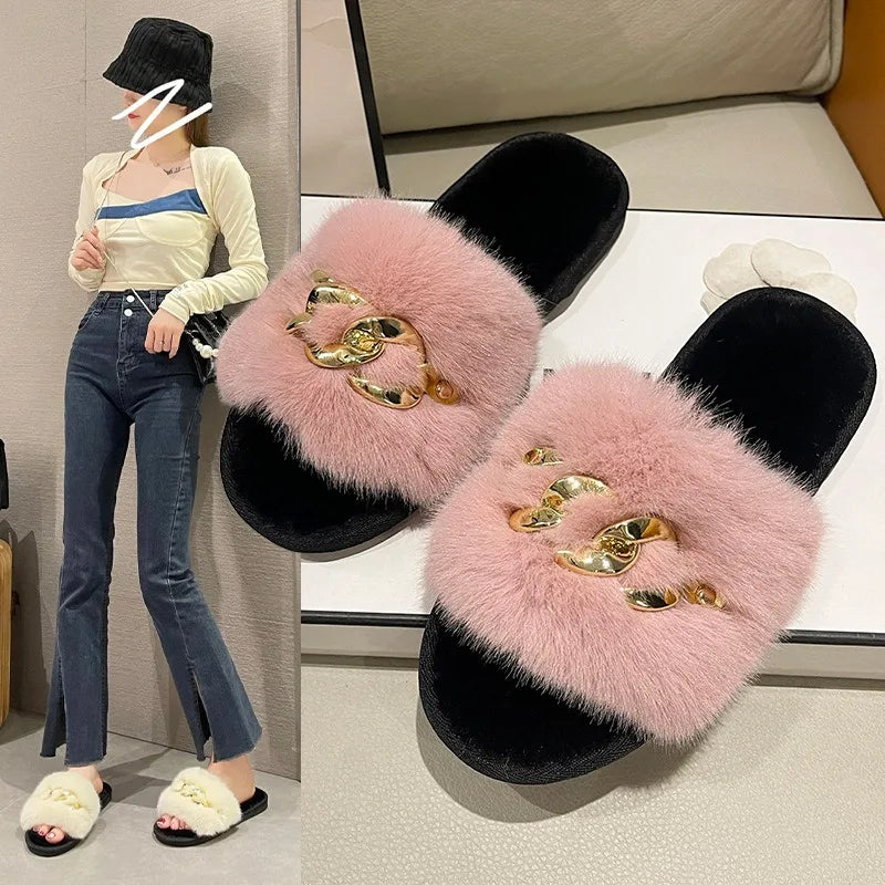 Women's Cozy Fur Lined Plush Slippers | Warm Indoor House Shoes