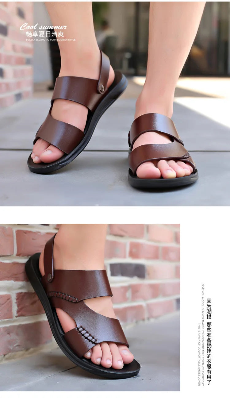 Men's Stylish Leather Sandals | Breathable Casual Beach Shoes
