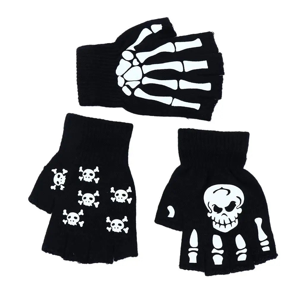 Men's Skull Glow Gloves | Stylish Luminous Half-Finger Mittens