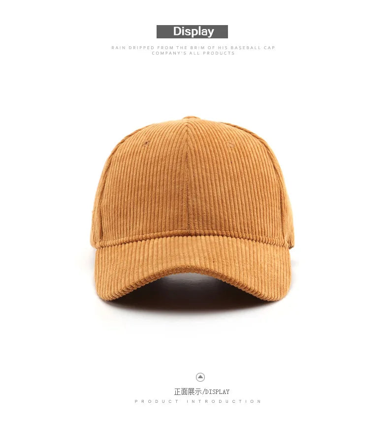 Unisex Solid Corduroy Baseball Cap | Vintage Snapback Trucker Hat