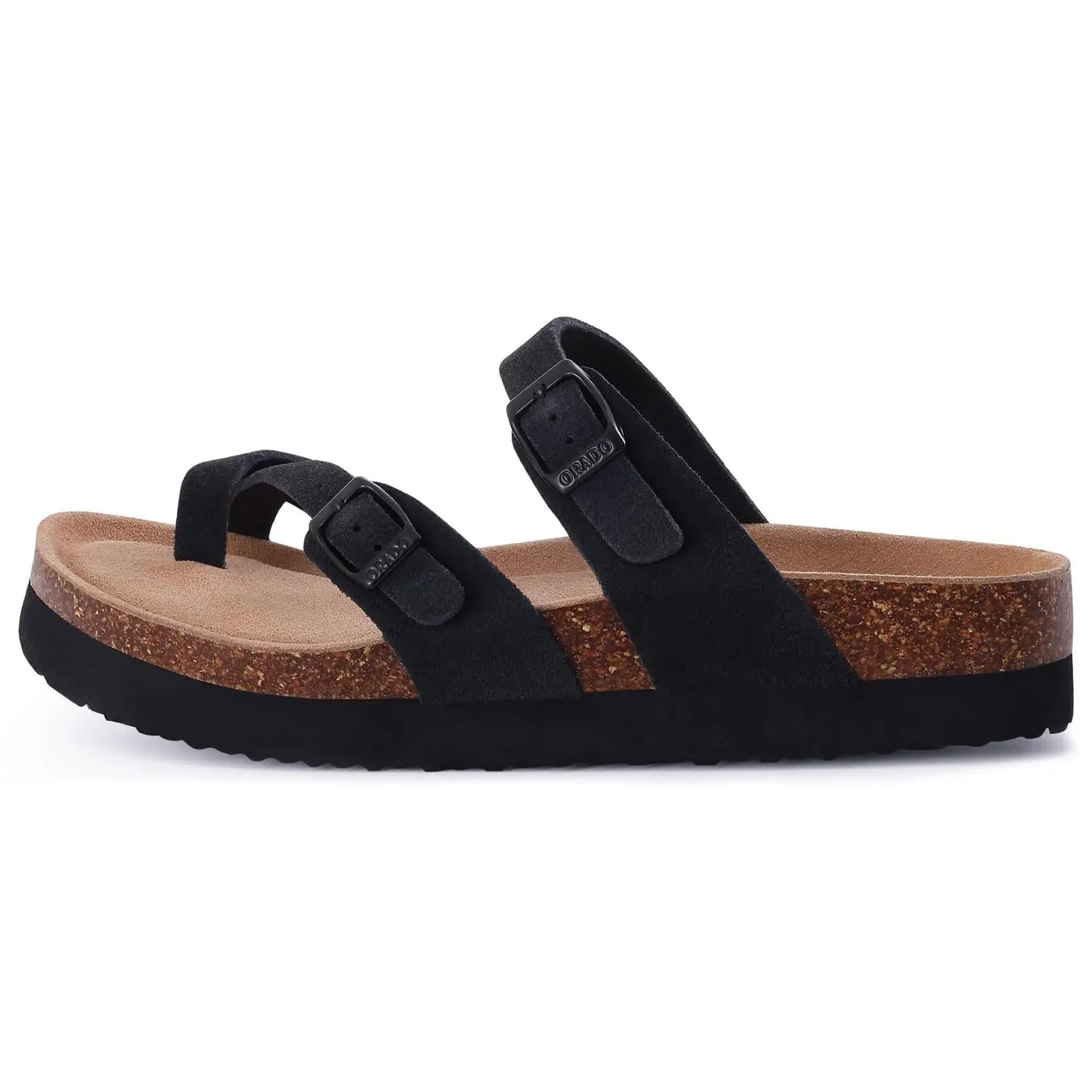 Women's Suede Sandals | Adjustable Buckle Cork Platform Footwear
