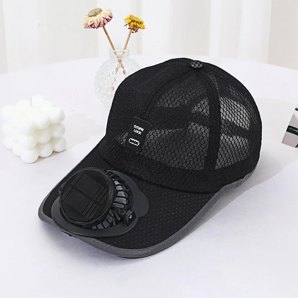Summer Baseball Cap with Solar Fan | UV Protection Sun Hat