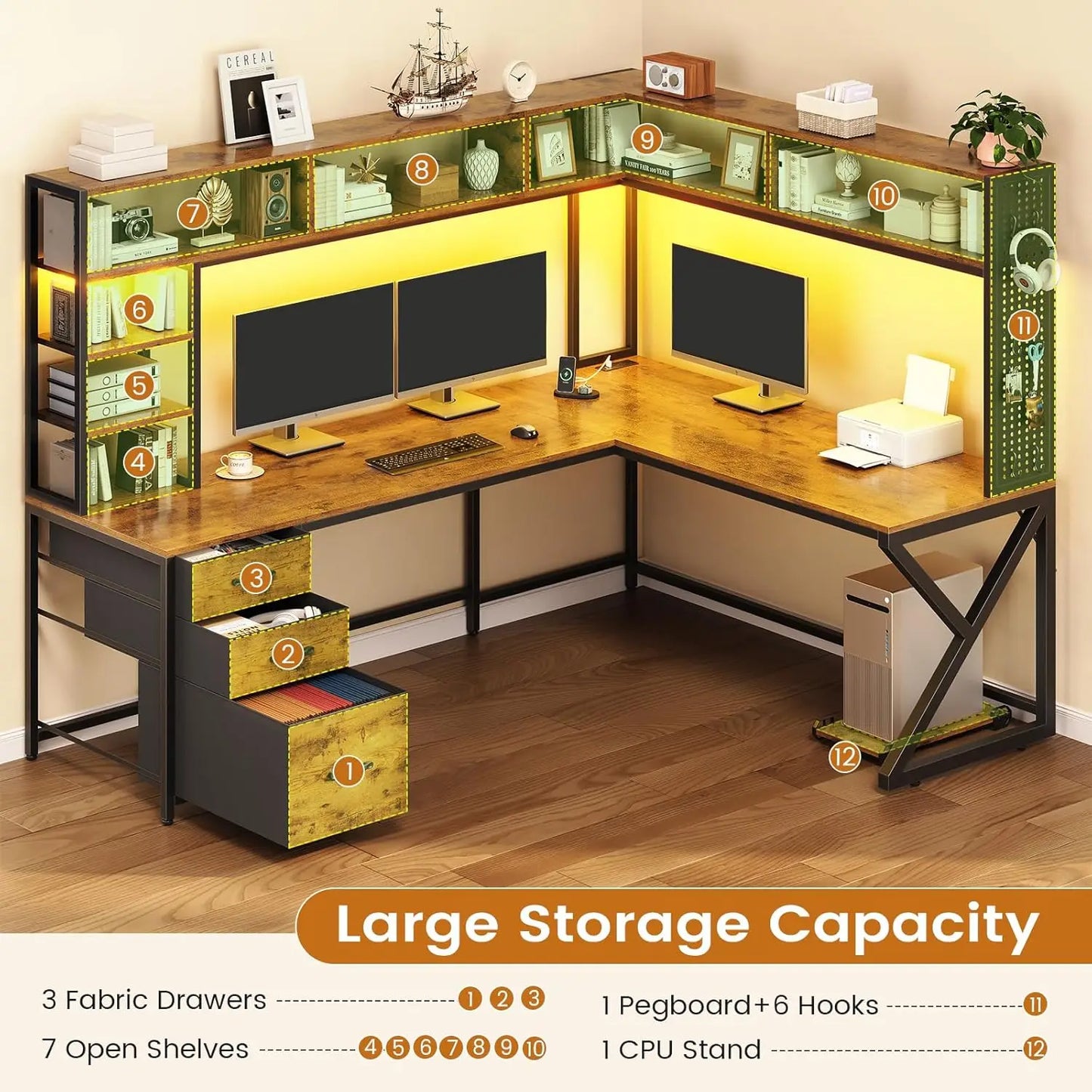 L Shaped Desk with Hutch | Spacious, Convertible Office Design