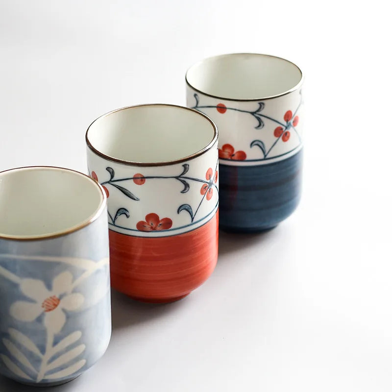 Taza de té japonesa pintada a mano | Taza de cerámica vintage