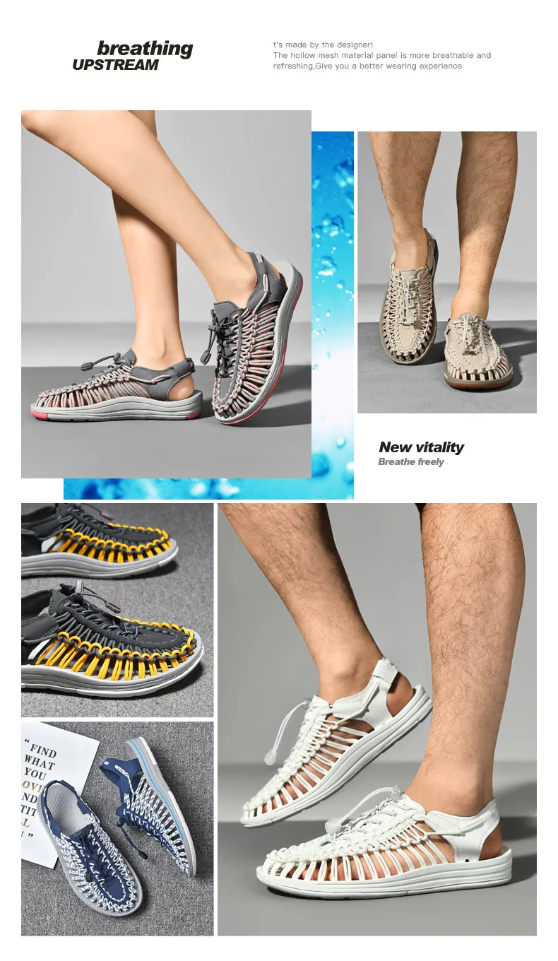 Men's Genuine Leather Sandals | Casual Beach & Outdoor Shoes