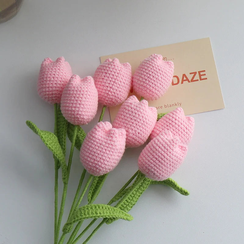 Hand Woven Crocheted Tulip Bouquets | Elegant Room Decor Gifts