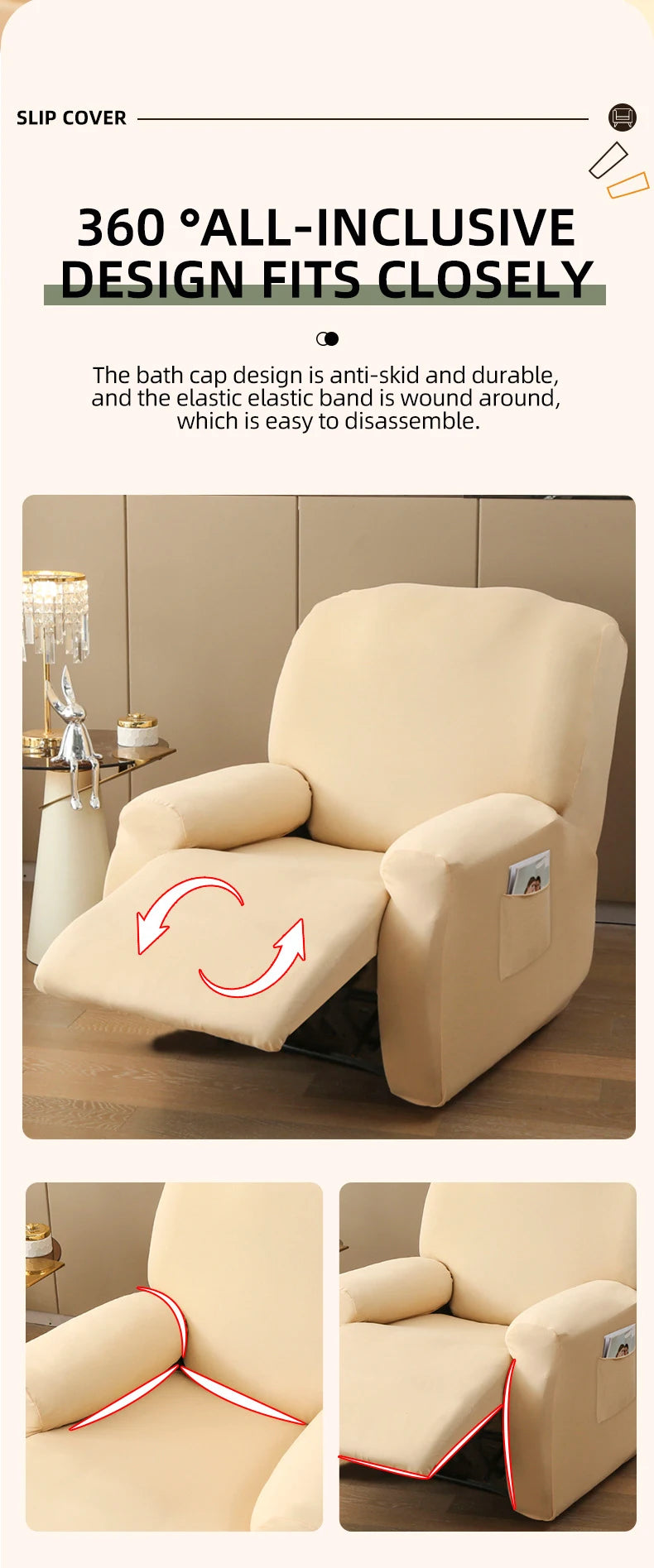 Super Stretch Recliner Sofa Slipcover | Non-Slip & Washable