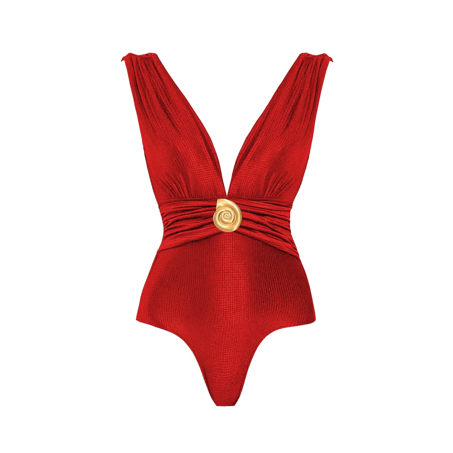 Deep V One Piece Swimsuit | Sexy Shiny High Waist Swimwear