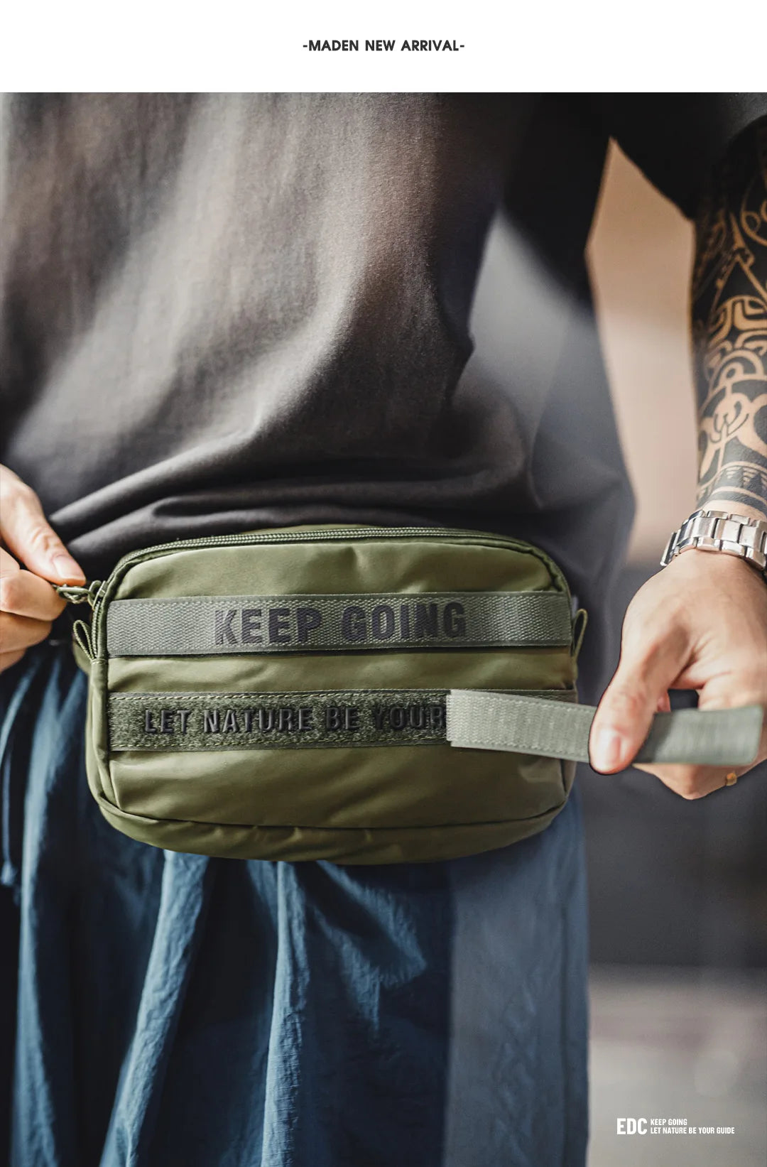 Men's Military Green Crossbody Bag | Compact Utility EDC Handbag