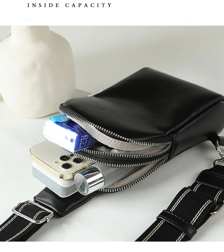 Unisex Soft Leather Chest Bag | Versatile Crossbody Waist Bag