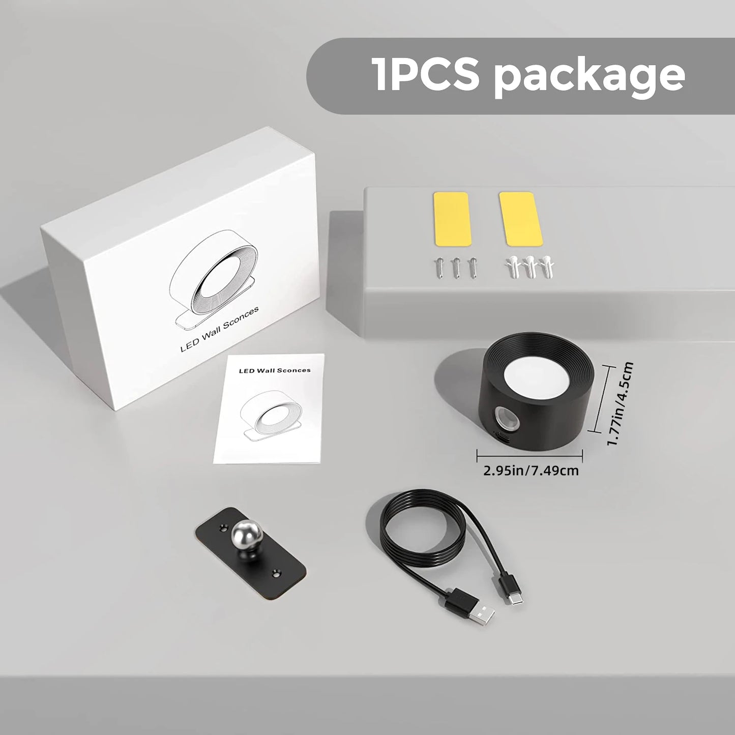 Lámparas de pared LED recargables para interior | Iluminación moderna ajustable