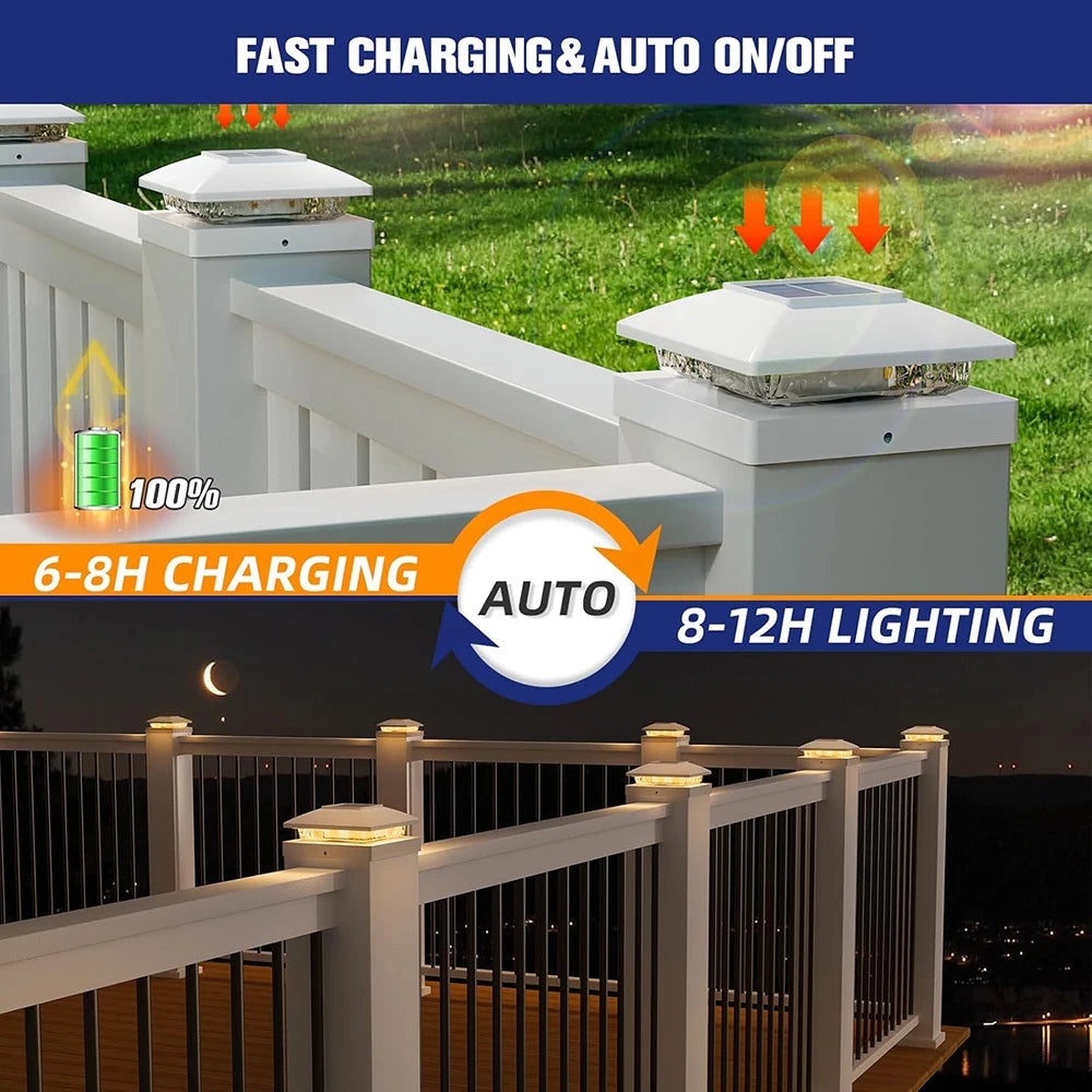 6PCS Solar Post Cap Light | Eco-Friendly Outdoor Lighting