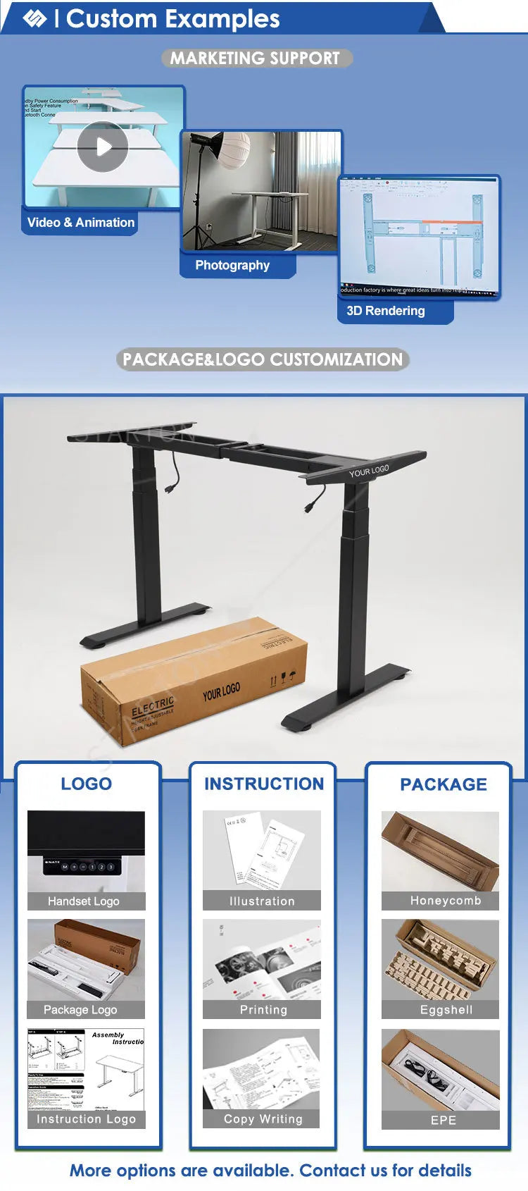Ergonomic Electric Height Adjustable Standing Desk Frame