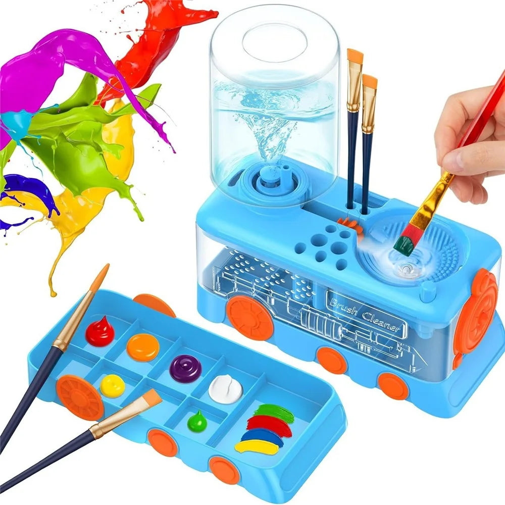 4-in-1 Paint Brush Cleaner Tool & Tray | Essential Painting Supplies
