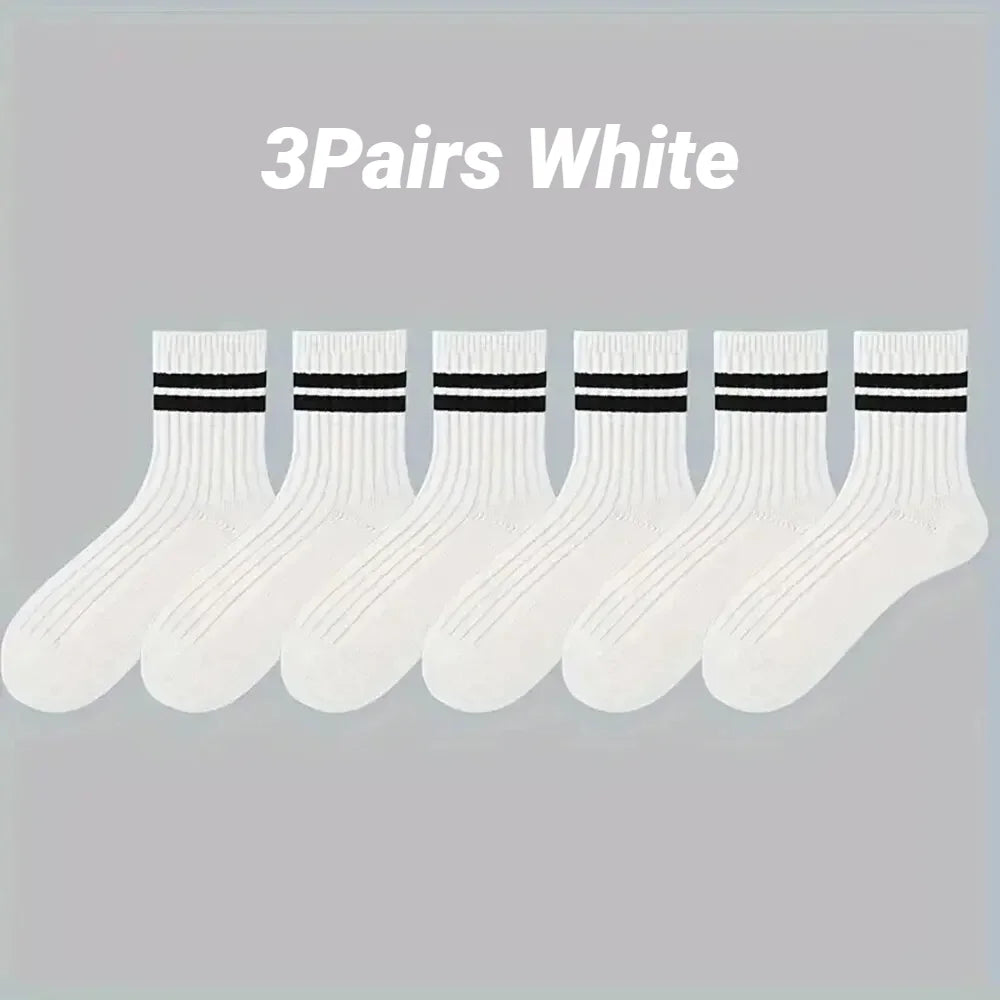 Men's Striped Mid Tube Socks | Breathable Casual Comfort