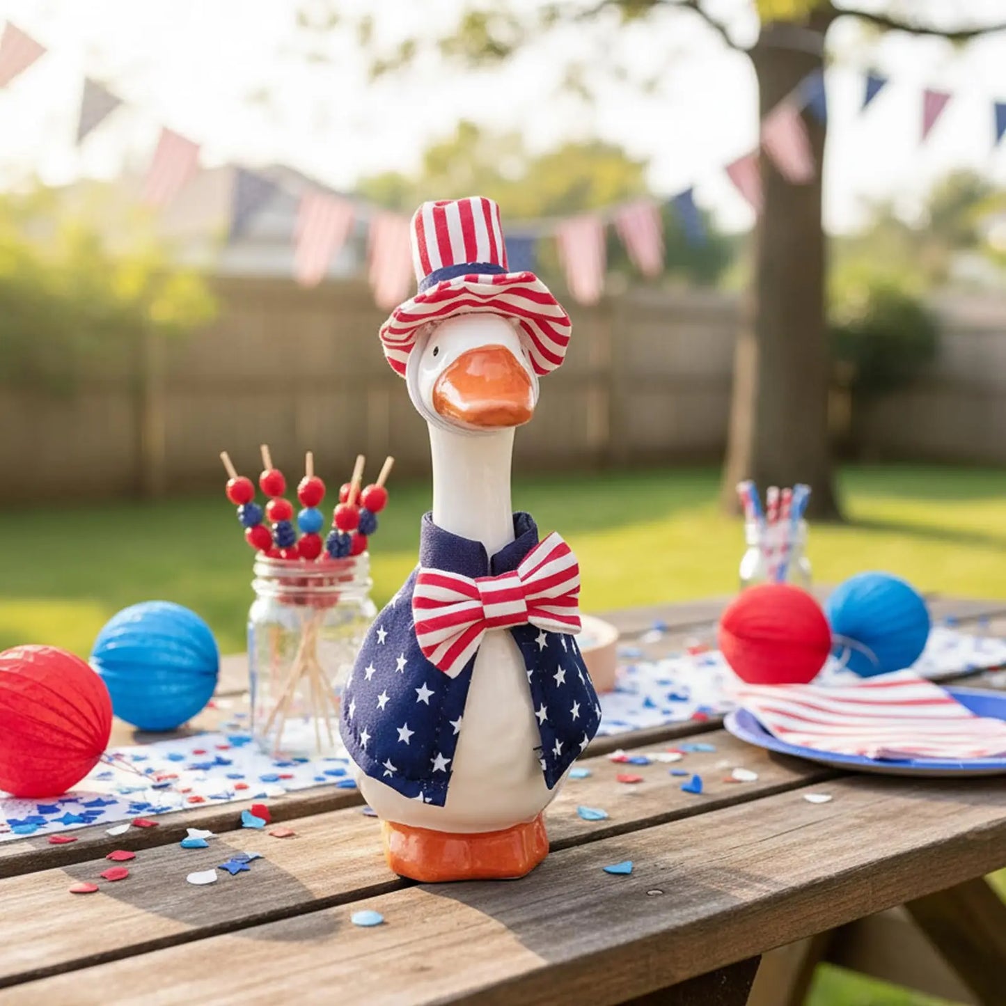 Patriotic 4th of July Mini Goose Costume | Desktop Independence Decor