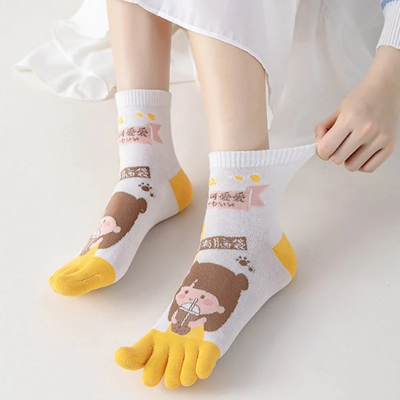 Cute Cartoon Split-Toe Socks for Women | Breathable Kawaii Comfort