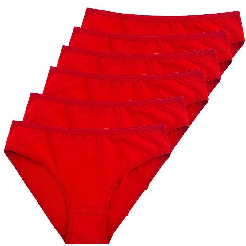 6pcs Women's Soft Cotton Middle-Waisted Briefs | Comfortable Underwear