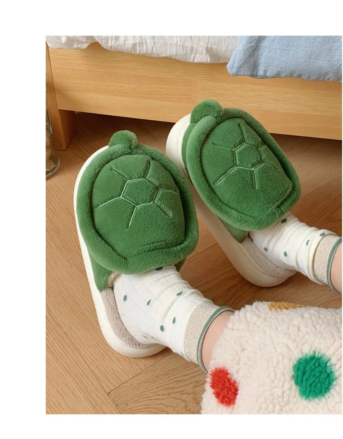 Cute Turtle Plush Slippers | Soft Warm Indoor Winter Footwear