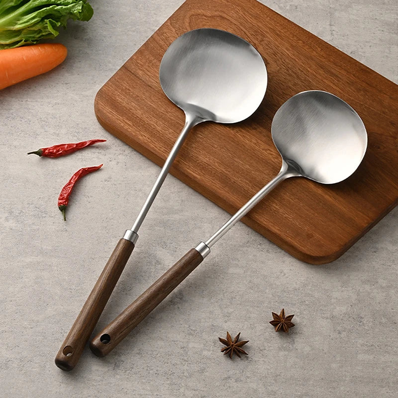 Stainless Steel Wok Spatula with Wooden Handle | Versatile Cooking Utensil
