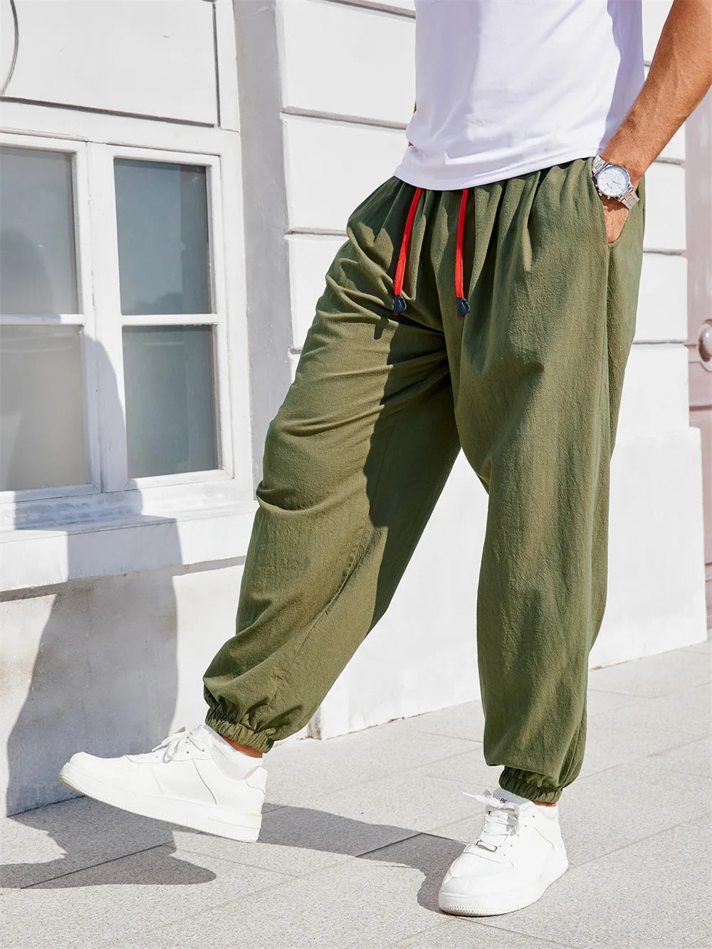 Men's Loose Fit Harem Pants | Cozy Cotton-Linen Lounge Joggers