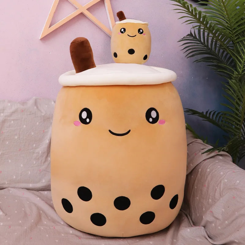 Large Milk Tea Plush Pillow | Adorable Stuffed Boba Toy for Kids