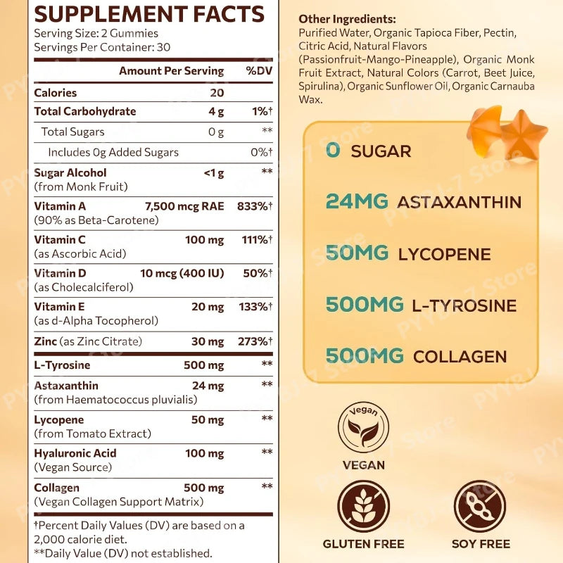 Sunless Tanning Gummies with Astaxanthin & Vitamins | Dewy Glow