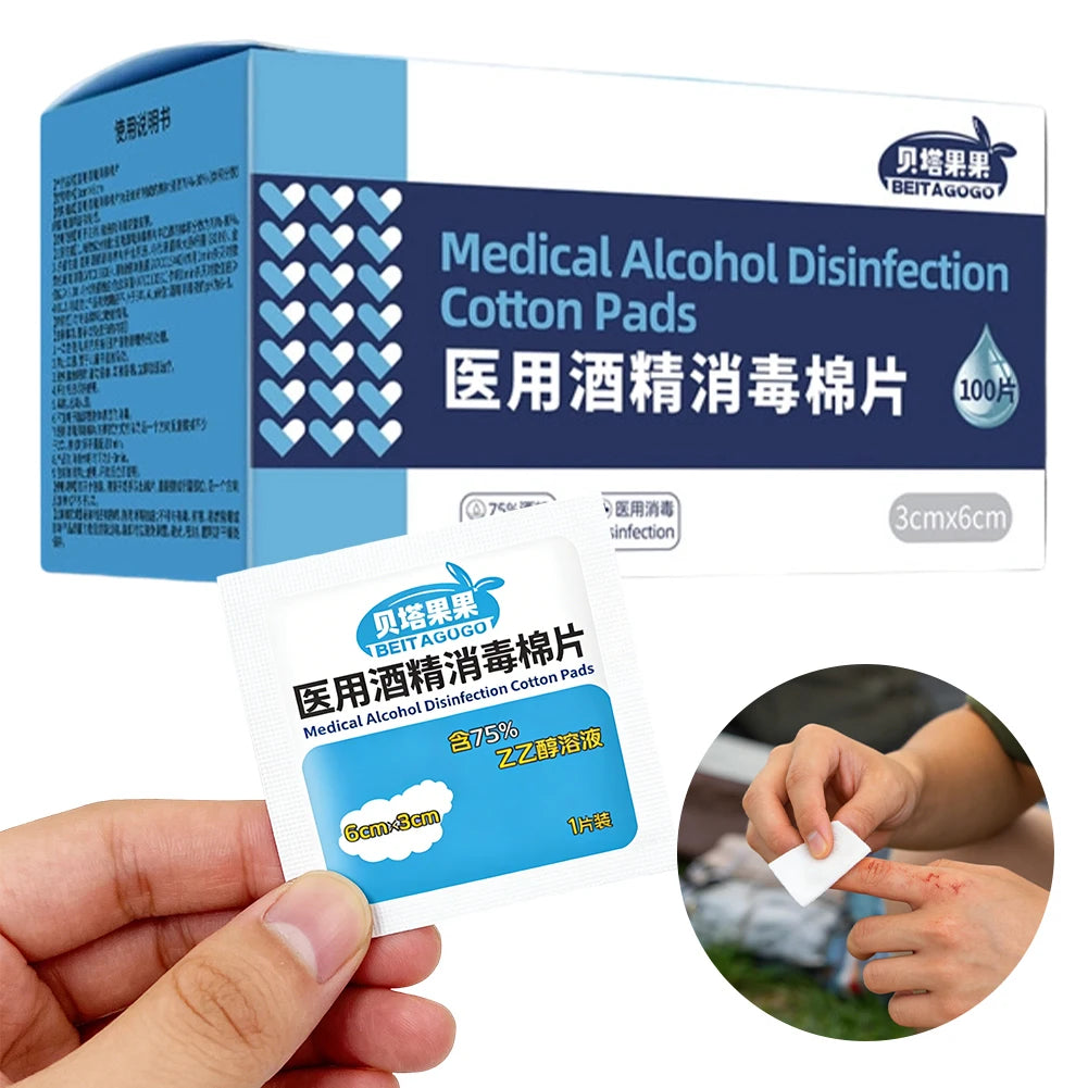 50/100pcs Alcohol Prep Pads Disinfectant Swabs Wipes Cleaner 70%-80% Alcohol Content for Mobile Phone Camera Utensils Cleaning