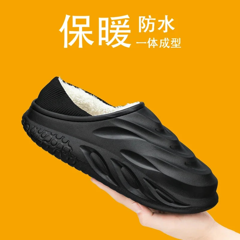 Men’s Velvet-Lined Winter Slippers | Cozy Non-Slip House Shoes
