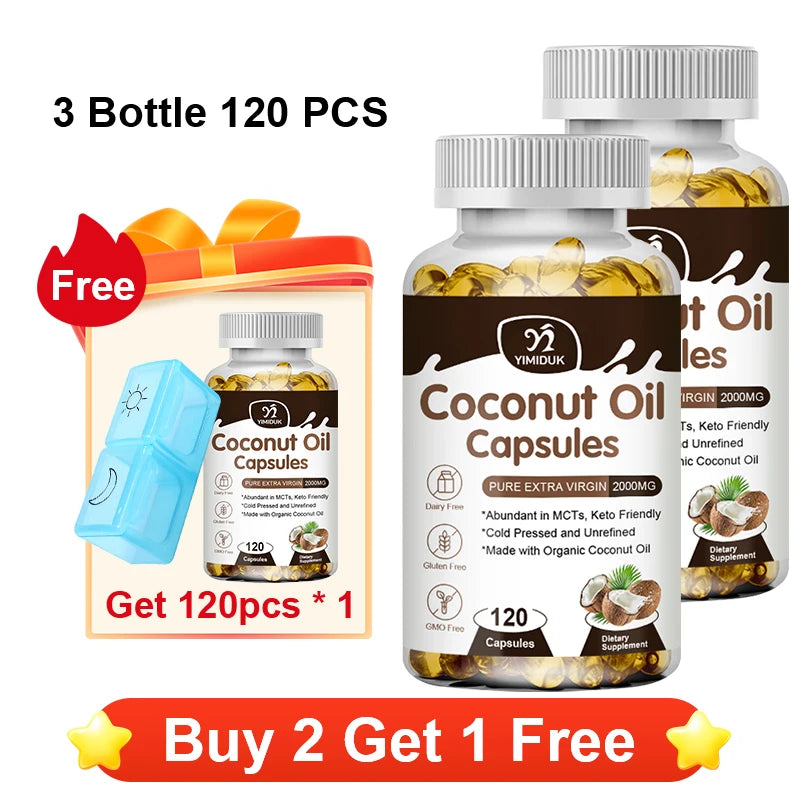 2000mg Coconut Oil Capsules | Boost Metabolism & Nourish Skin