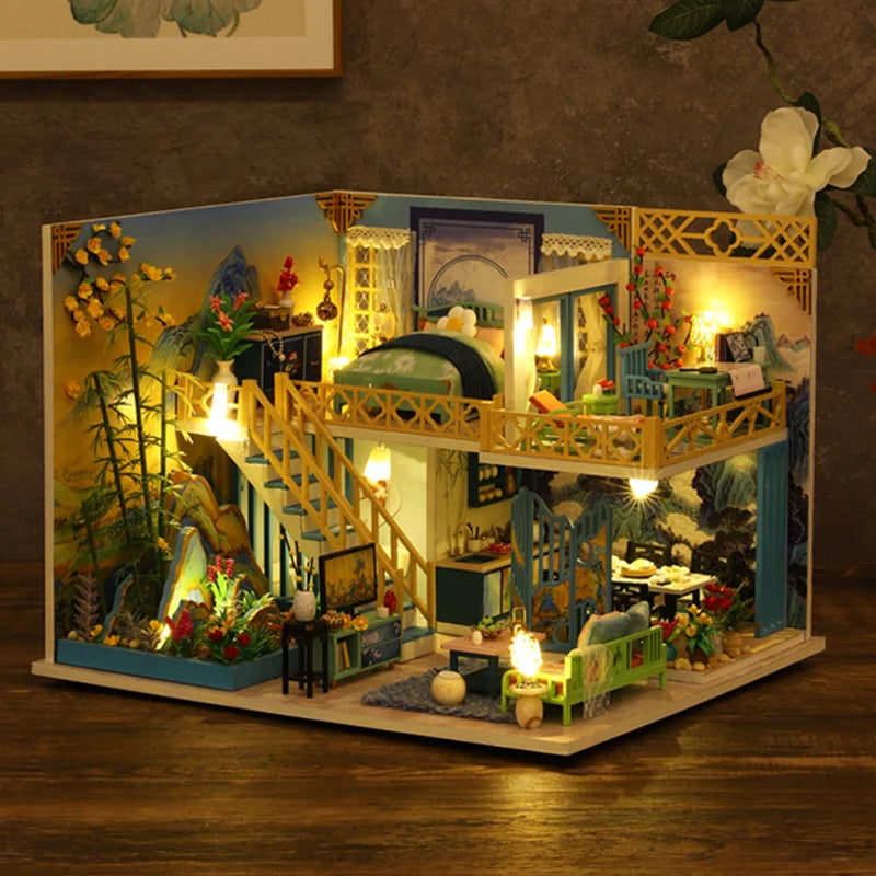 DIY Wooden Dollhouse Kit with LED Lights | Creative Assembly Fun